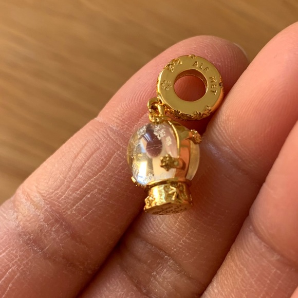 NWOT 14K Gold-Plated Snow Globe Dangle Charm w Clear Crystal Sterling Silver 925 - Picture 6 of 9